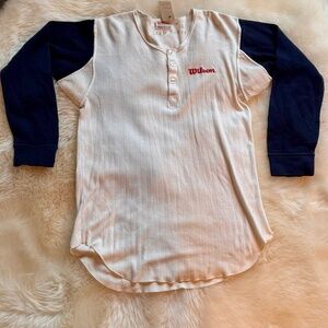 Vintage 60s Wilson Sporting Goods Baseball Henley Long Sleeve Shirt USA Made